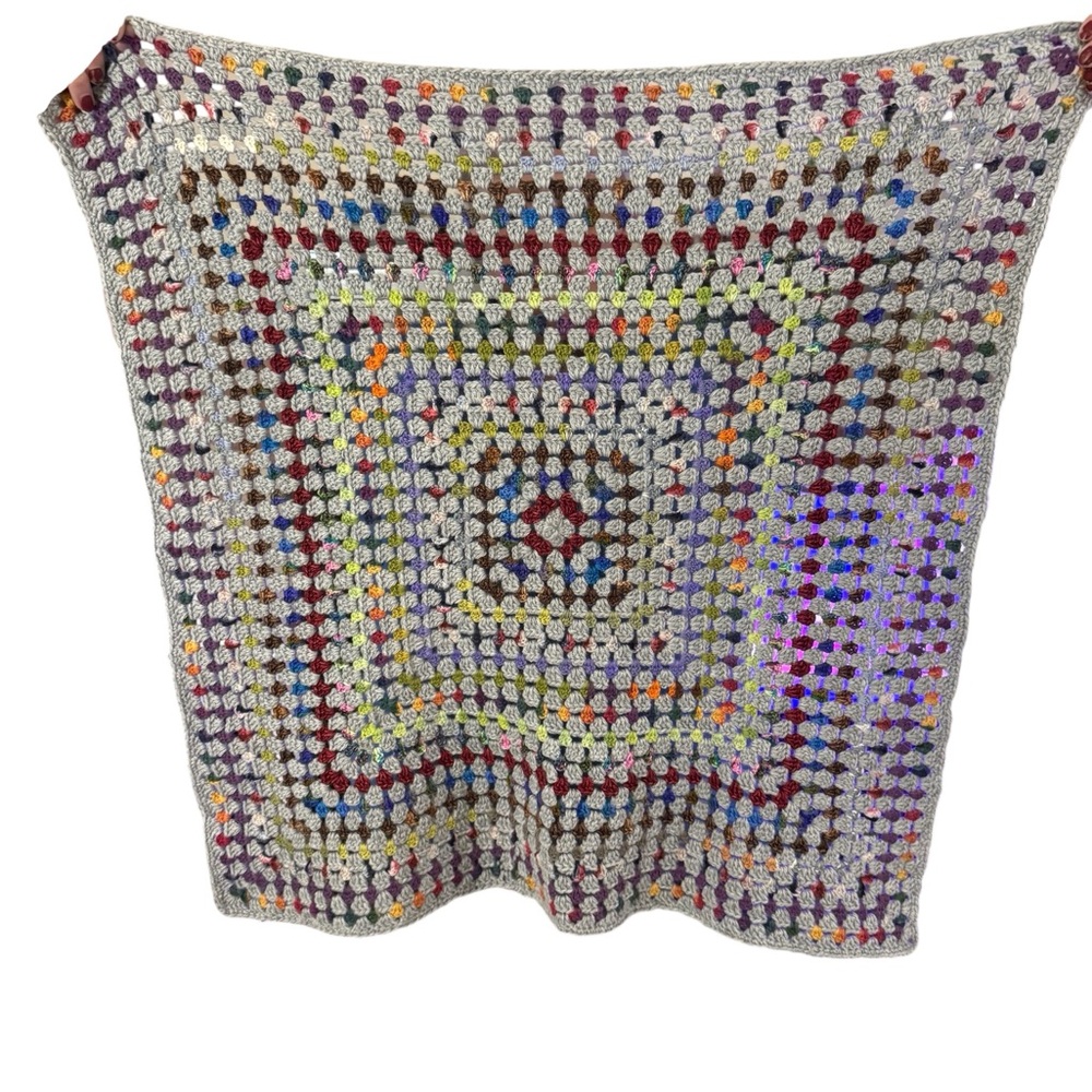 Handmade Baby Afghan - Wool 27” x 27”